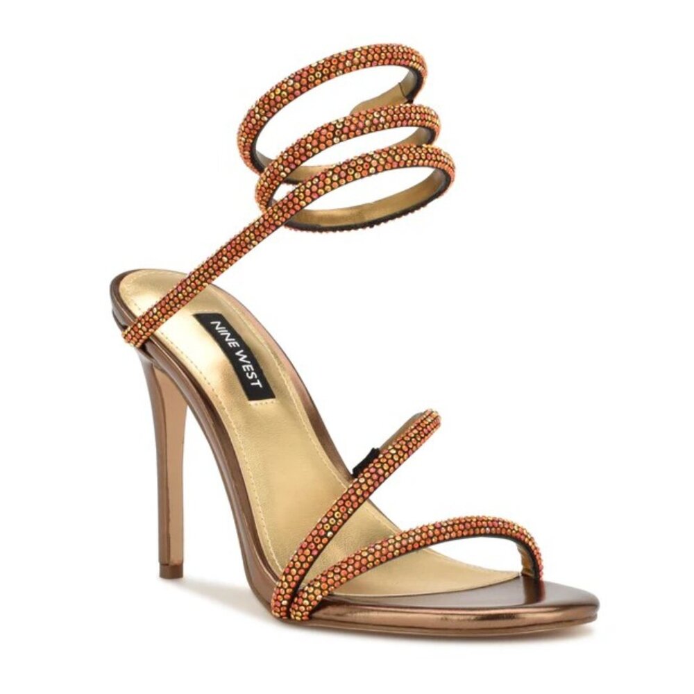 Maskil Ankle Wrap Heeled Sandals Burnt Orange